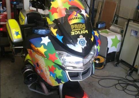 Sussex Police Pride motorbike SUS-150731-144630001