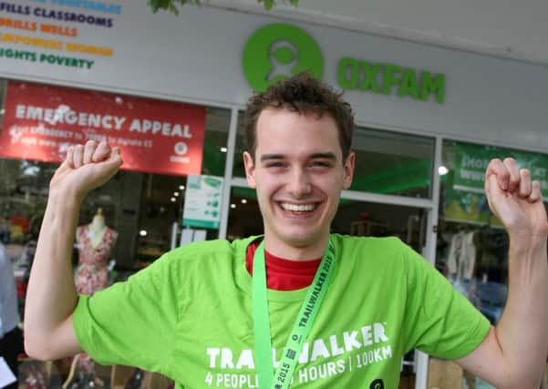DM151260a.jpg. Haywards Heath and Crawley Oxfam shop deputy manager George Thacker  has completed the Oxfam Trailwalker event.
Photo by Derek Martin SUS-150408-224143008
