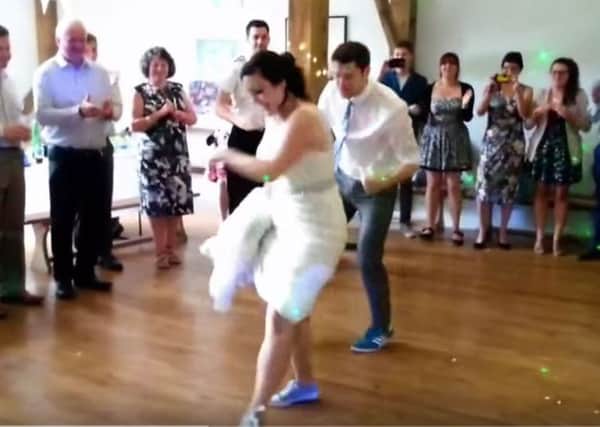 Ben Barnicoat and his blushing bride Jasmin performing their breakdancing routine at their wedding   PHOTO: YouTube