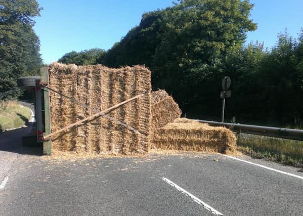 Hay bales blocking A24 Findon by-pass