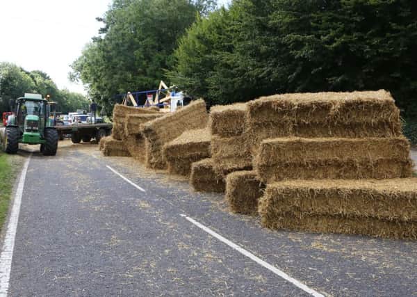 Hay bales blocking A24 Findon by-pass