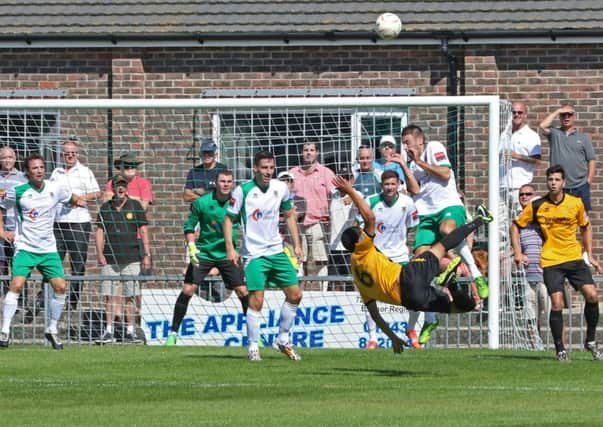 Bognor defend in the win over Merstham / Picture by Tim Hale