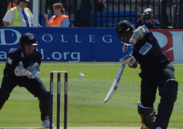 Mahela Jayawardena hitting Tom Smith for six. Picture by Mark Dunford SUS-150519-082857001