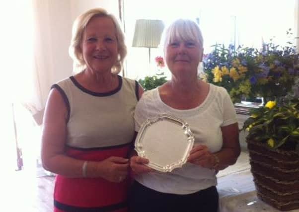 Winner Val Dickens being presented with the Salver by our Lady Captain, Di Benningfield