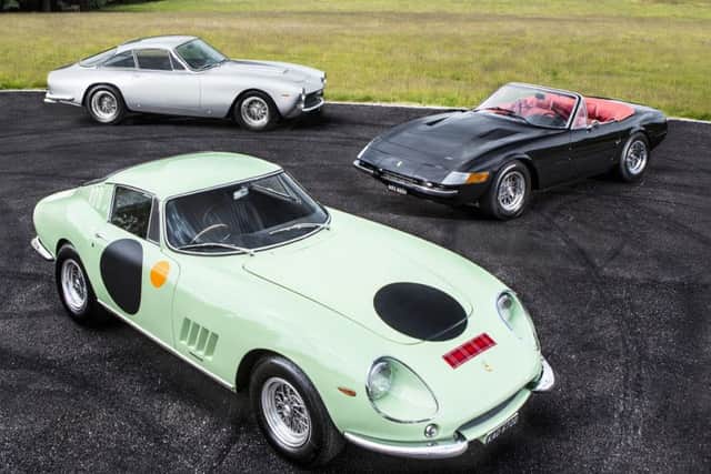 1963 Ferrari 250 GT Lusso Berlinetta, 1971 Ferrari 365 GTS/4 Daytona Spider, 1966 Ferrari 275 GTB/6C Alloy. CONTRIBUTED PICTURES