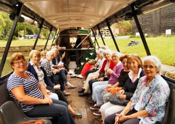 Stedham WI members on a horse-drawn barge trip from Godalming towards Guildford