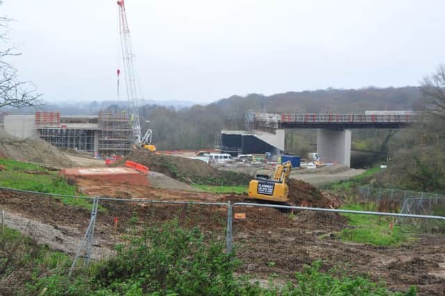 Picture of Bexhil to Hastings link road works in December 2014 bridge construction near Upper wilting Farm. SUS-140412-130008001
