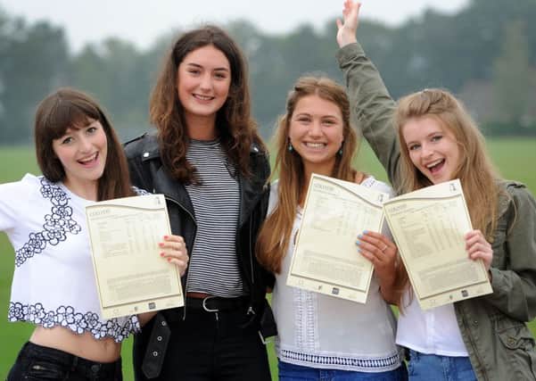 A level students get their results at Collyers in Horsham. Pic Steve Robards 13-08-15 SR1519285 SUS-150813-110226001