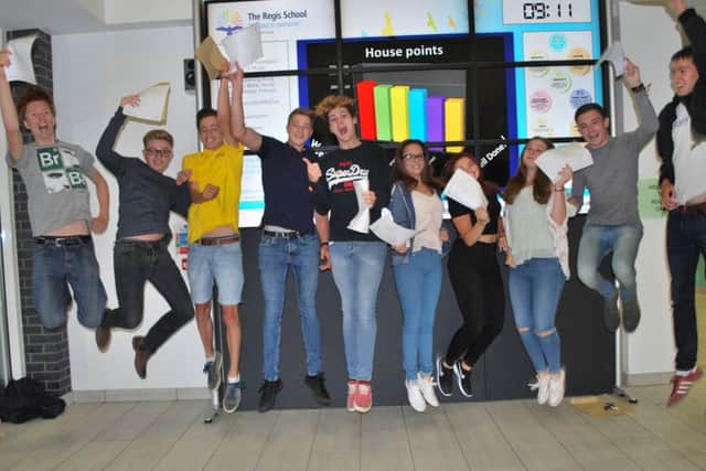 Pupils jumping for joy at good A-level results