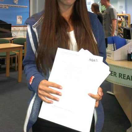 Annie Slater at Bishop Luffa A-level results day 2015
