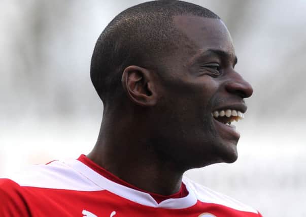 Izale McLeod scores a HatTrick  for Crawley Town against Barnsley (Pic by Jon Rigby) PPP-150214-181226004