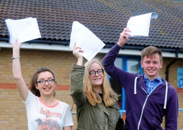 Thomas Attfield, 18, Annabelle Finch, 18 and Rosa Siracusa, 18 delighted with their results.ks1500368-1