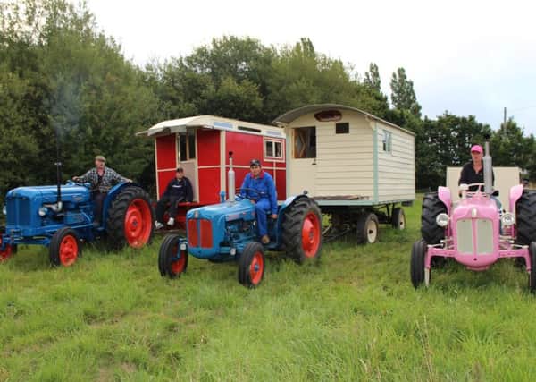 The LoveUKeira team setting off on a 700 mile vintage tractor run from Toovies Farm in Balcombe Road Crawley to Devon on Monday August 10. Named after Tim and Kirsty Lee's daughter Keira died in 2013 aged two. Friends Donna and Shane Portman and Patrick Holden drove the tractors - picture submitted