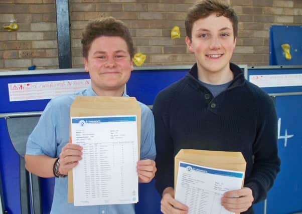 St Andrew's High students Harry Williams, who got 1A*, 8 As, 3 Bs, and Jack Zottola who achieved 3 A*s, 6 As, 4 Bs