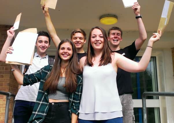 Proud of themselves on GCSE results day - students at Bourne Community College