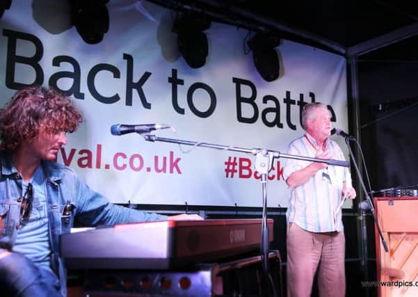 David Furness addressing the crowds at the Back to Battle gig.