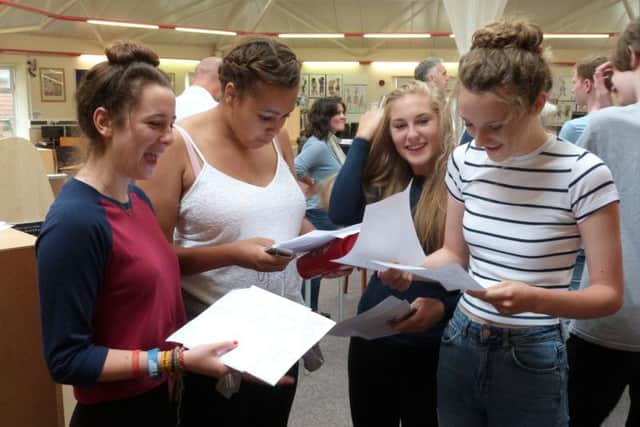 Celebrations at the Weald School on GCSE results day
