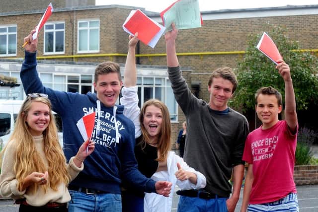 Lexie Harris,16, Joe Sissons, 16, Maddie Adams, 16, Duncan Troy 16, and Nathan Meagher, 16 celebrating  their success