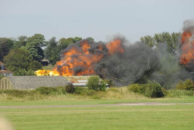 A Hawker Hunter crashed at the Shoreham Air Show. Photo: Eddie Mitchell