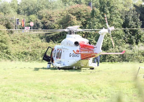 Air ambulance at the scene of tragic air show crash   Picture: Eddie Mitchell
