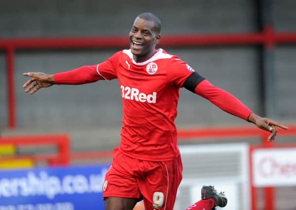 Izale McLeod scores a HatTrick  for Crawley Town against Barnsley (Pic by Jon Rigby) PPP-150214-180957004
