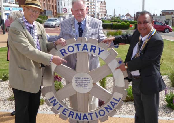 Rotary District 1120 Governor, Ray Dixon, Cllr Jimmy Carroll, Chairman of Rother District Council and  a Past President of Senlac Rotary Club.   and President Bexhill Rotary Club, Raouf Oderuth SUS-150826-154514001