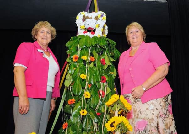 Ninfield Flower Festival, Ninfield Memorial Hall, Ninfield.
24.08.13.
Pictures by: TONY COOMBES PHOTOGRAPHY
Chairman of Ninfield Flower Group Christine Purkess and Deputy Lieutenant for East Sussex Marion Shepherd with the Jack in the Green and May Day display by Lynn Carter ENGSUS00120130826165301