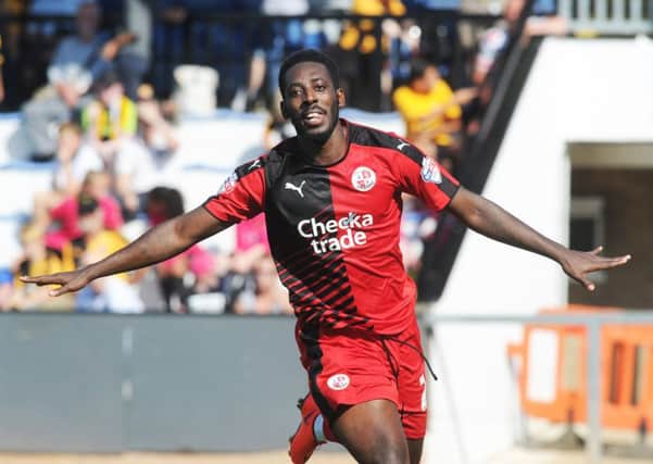 Crawley Town V Cambridge United- Roarie Deacon scores his second goal for Crawley (Pic by Jon Rigby) SUS-150822-204056008