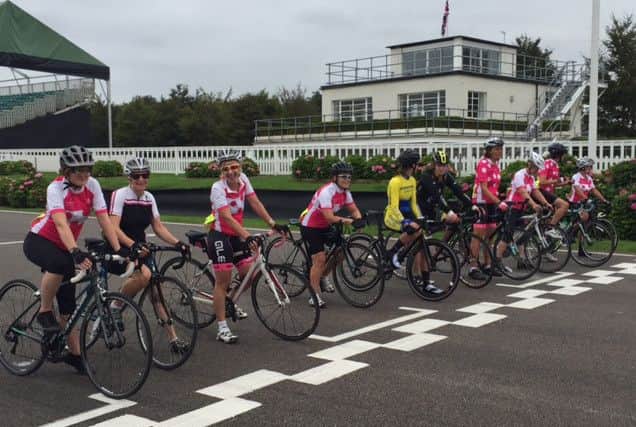 The Biking Belles line up at the start of the Eaton Bedhampton Go-Race