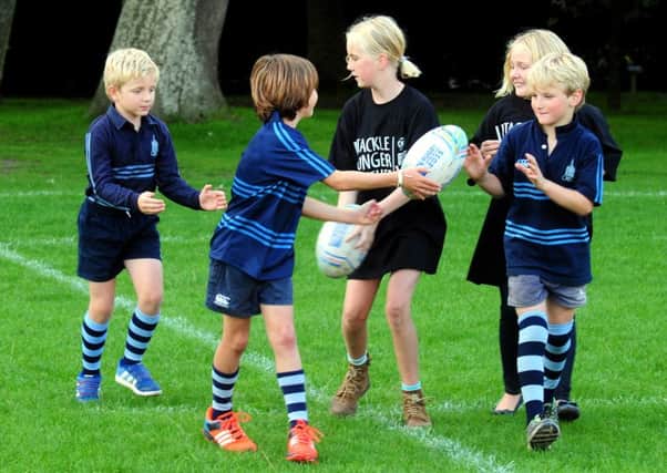 Young Chi RFC players get some practice in for the Longest Pass / Picture by Kate Shemilt KS1500420-1