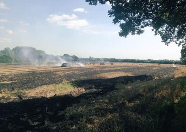 Eight hectares of straw caught fire in West Ashling. Picture by Eddie Mitchell