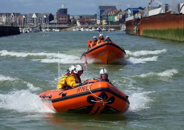 Littlehampton's RNLI lifeboats, Ray of Hope (foreground) and Blue Peter 1