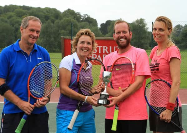 mixed winners Glyn Jukes and Mars Schevellis with runners up Adrian Hawthorn and Tessa Walder.