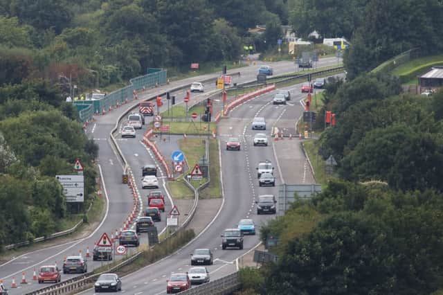 One lane of the A27 westbound, remains closed this weekend