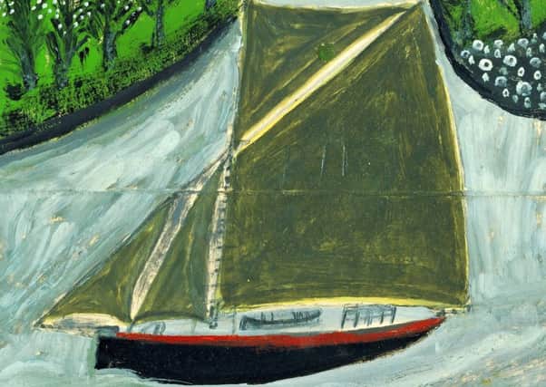 Kettle's Yard exhibition at Jerwood, Hastings. Pictured: sailing ship and orchard by Alfred Wallis.