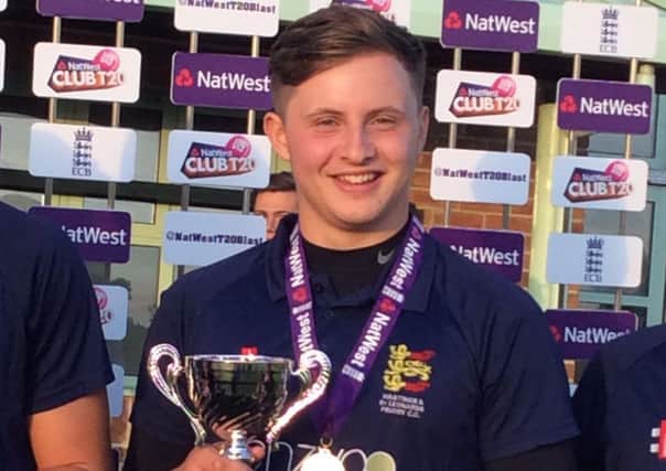 Jake Woolley with the NatWest U19 Club T20 Sussex Finals' Day trophy