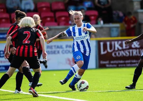 Lucy Somes in action for Albion against Queens Park Rangers earlier this season 							            PICTURE BY GEOFF PENN