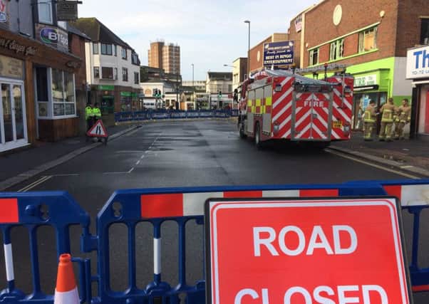 Police have closed part of London Road ifollowing last night's fire