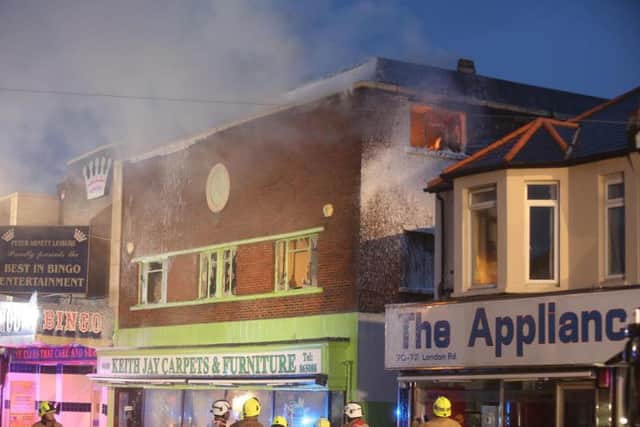 The blaze at Keith Jay Carpets and Furniture in Bognor Regis  PICTURE BY EDDIE MITCHELL SUS-150917-102337001