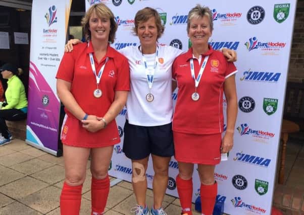 Fran Crossley (gold medal winner), Suzy Clapp (silver medal winner) and Sue Crake (gold medal winner).