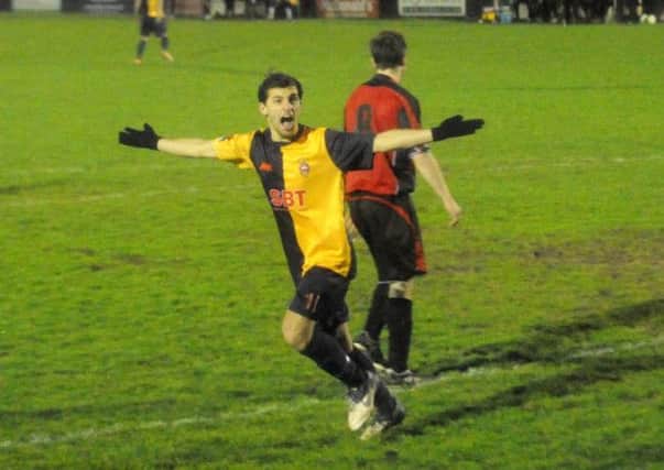 Billy Medlock celebrates scoring during his Eastbourne Town days