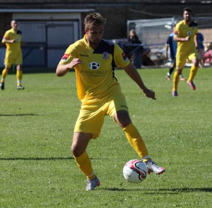 Zac Attwood scored Hastings United's winner away to Dorking Wanderers this afternoon. Picture courtesy Scott White