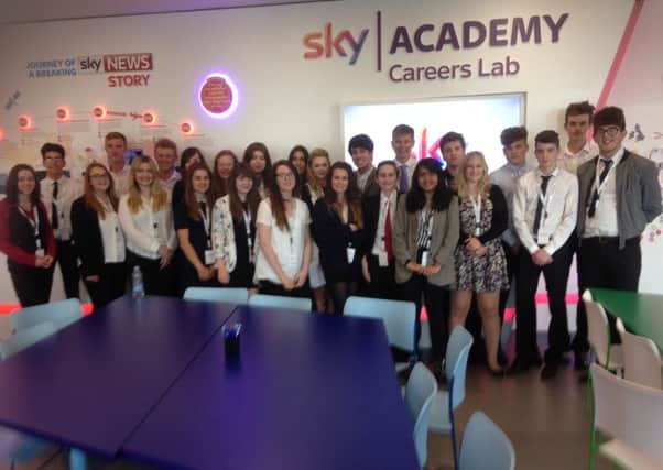 Collyers students at Sky TV SUS-150922-171236001