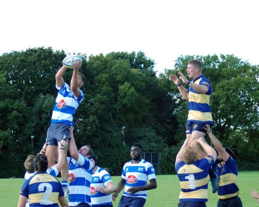 Lineout action from H&B's defeat to Old Williamsonians on Saturday. Picture courtesy Andy Walding
