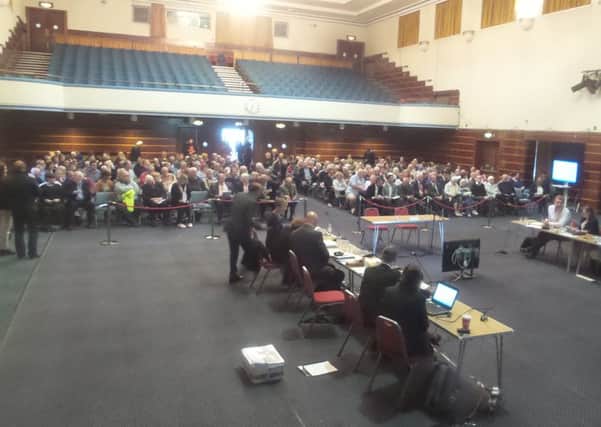 The public gallery was packed at Worthing Assembly Hall as the fate of the Aquarena tower block plans, submitted by Roffey Homes, was decided SUS-150923-102324001