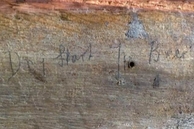 1914 graffiti found at Marlipins Museum recently, stating: "Jim starts Sept 9th 1914. Very dry start for beer."