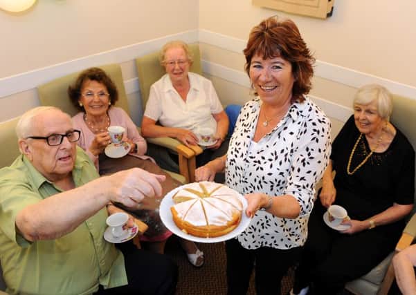 Manager Bernie Bellas with residents at Oakland Court, Worthing. Picture: Steve Robards SR1523203