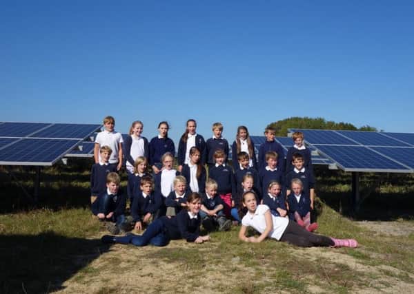 Ninfirld Primary school pupils at Pashley Solar Farm SUS-150810-120225001