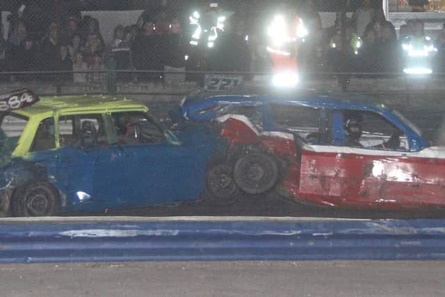 Revenge is sweet for a Dutch driver who gives Justin Riley a firm hit (Matt Howes)