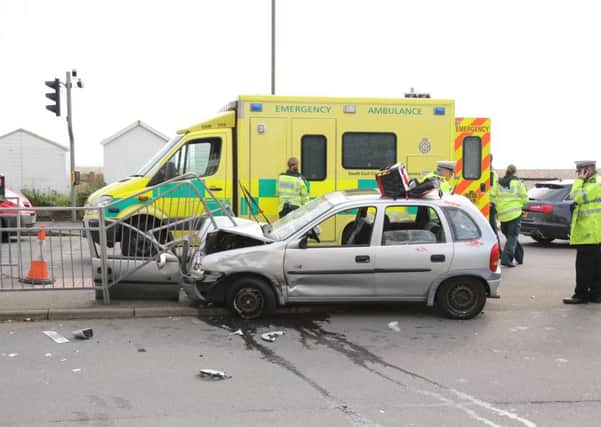 An ambulance collided with a car in Lancing while transporting a patient to hospital  Picture: Eddie Mitchell